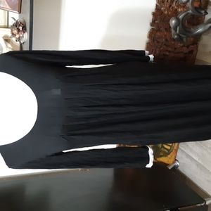 Womens Long Dress Sz Medium Classy Black gray Long Sleeve b46